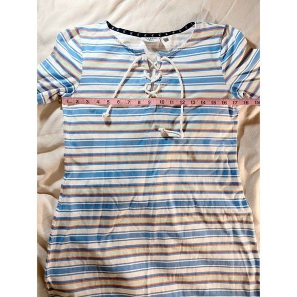 HiHo Striped Print Rope Tie Cotton/Spandex Dress Med Sailing Outfit Short Sleeve - Picture 7 of 10